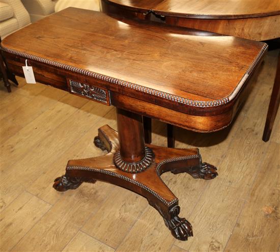 A William IV rosewood card table